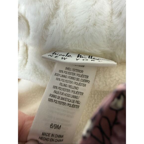 NWT Nicole Miller Size 6-9 months Girls Snow Suit Ruffle Faux Fur Floral Pink - Picture 11 of 13